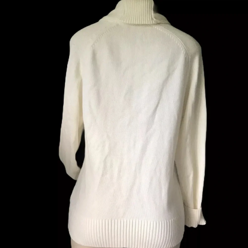 Women’s Cotton Cable Knit Cardigan Blazer L XL NEW Almond Ivory Cream NEW - Picture 7 of 7